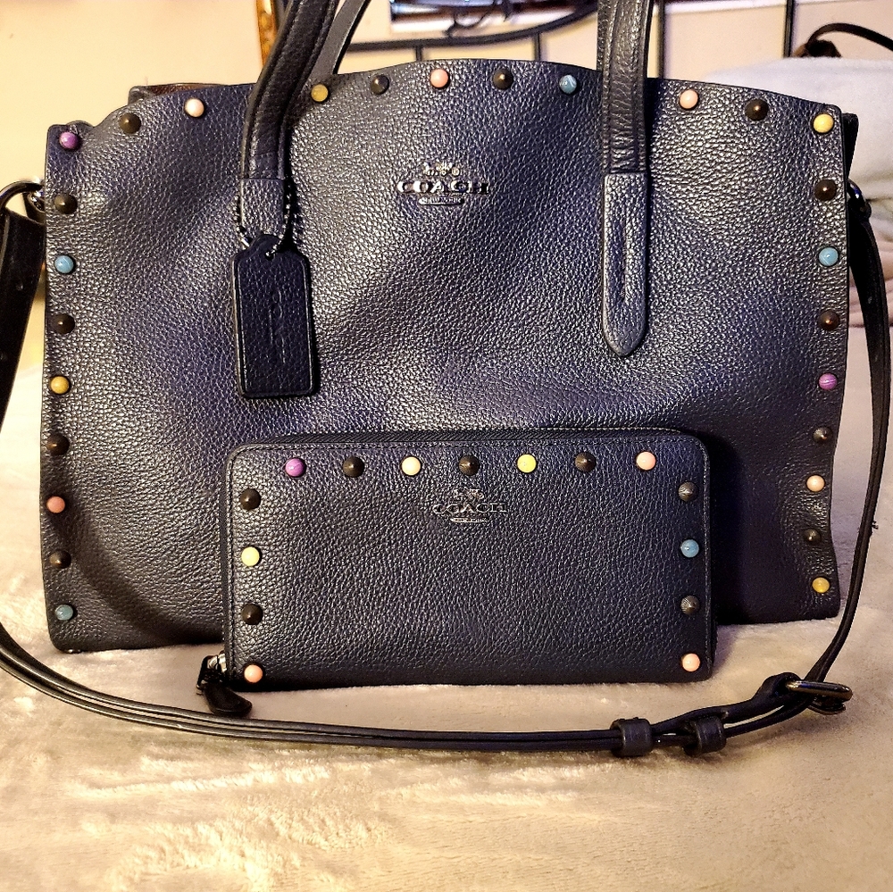 Coach satchel and matching wallet set